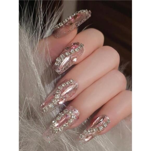 Other - 24pcs Y2K Aesthetic Sparkling Full Ballet Nails